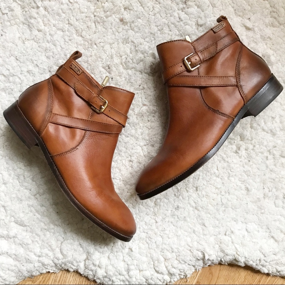 PIKOLINOS Brandy Brown Royal Gold Buckle Bootie Size 42